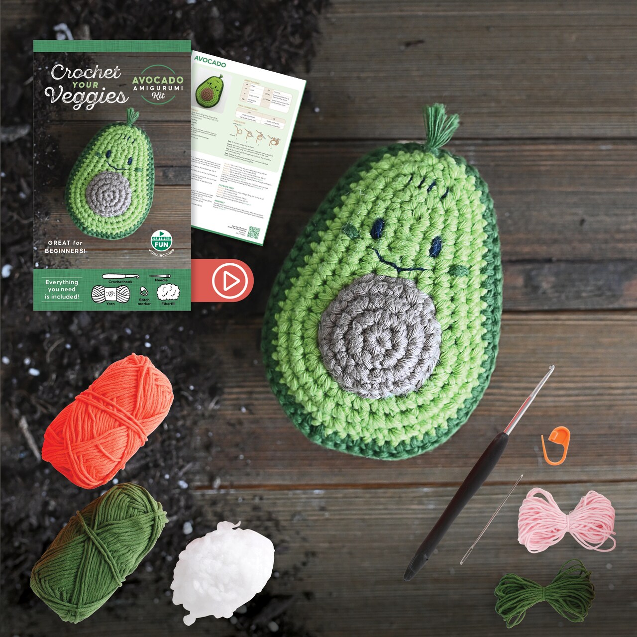 Crochet Your Veggies Amigurumi Kit Avocado: Everything You Need Is Included!